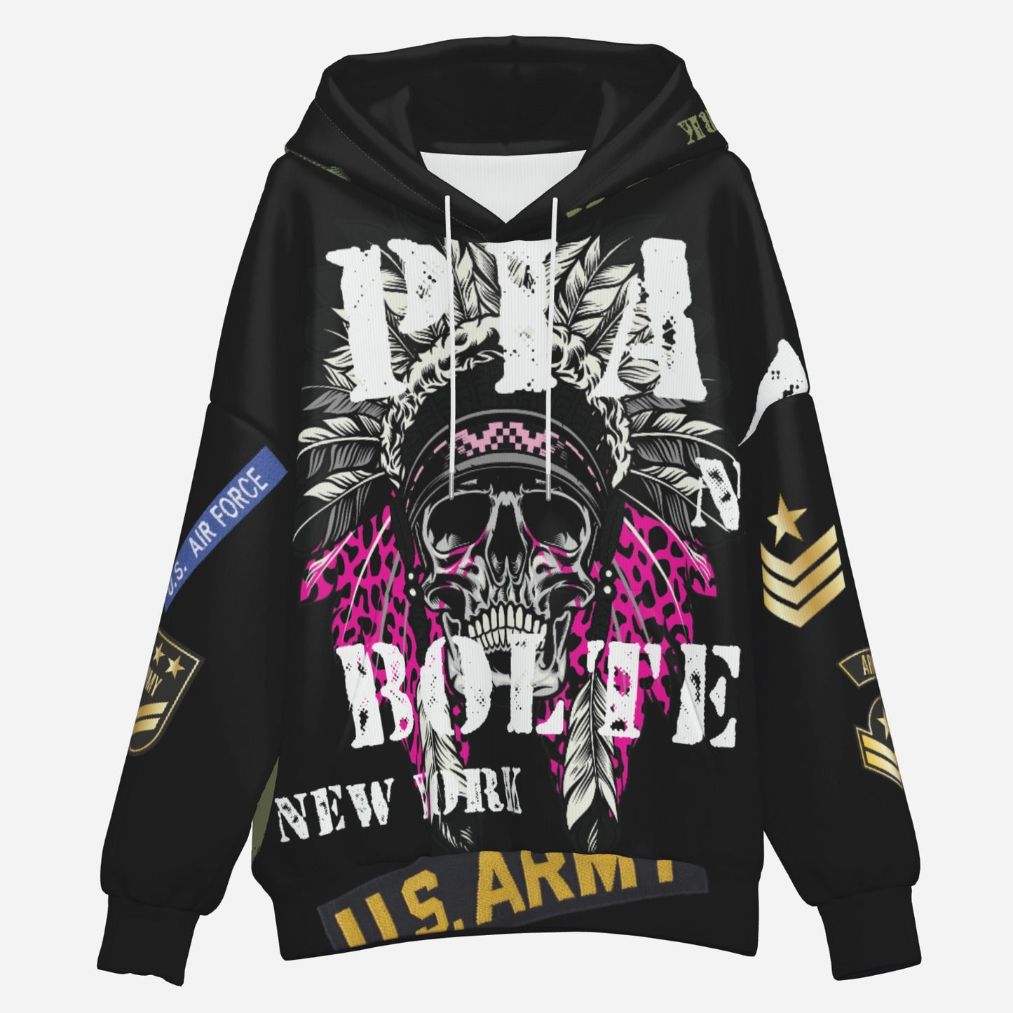 Hoodie black Skull Indianer U.S. Army ᴸᴵᴹᴵᵀᴱᴰ