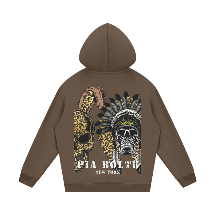 Hoodie brown LOVE Leostyle Skulls (unisex) ᴸᴵᴹᴵᵀᴱᴰ