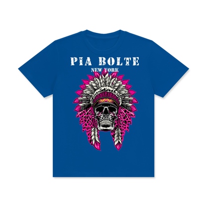 Tshirt blue Chief Indianer Skull (unisex) ᴸᴵᴹᴵᵀᴱᴰ