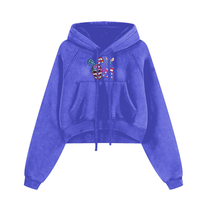 FLEECE Winter Hoodie blue Skull USA